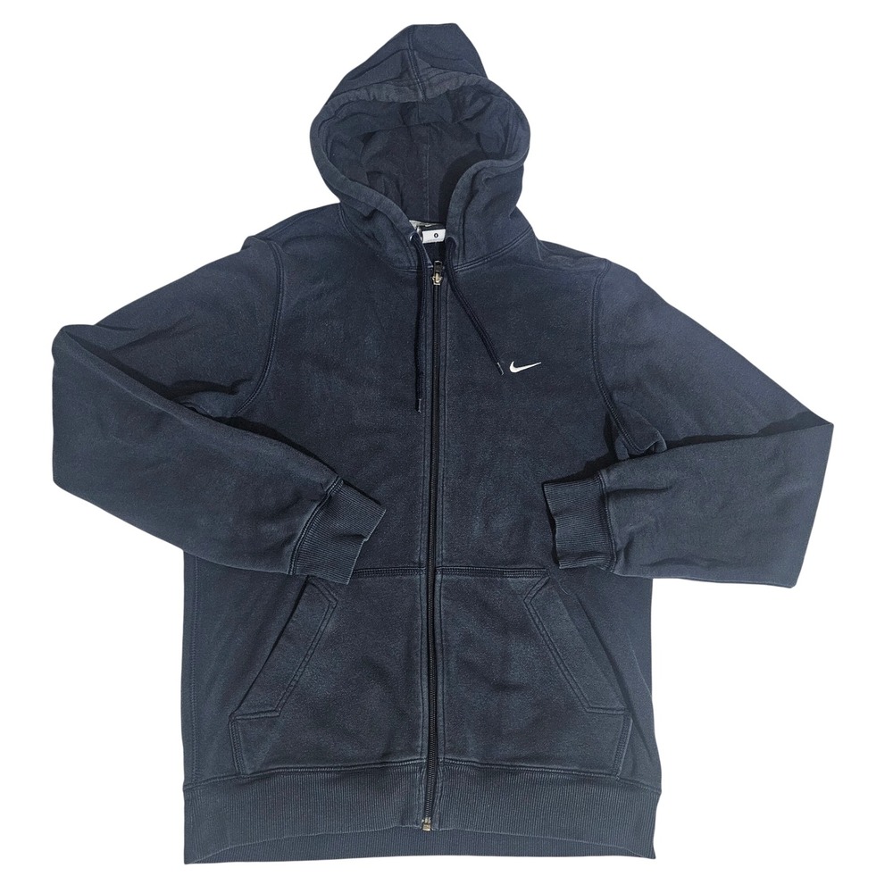 Nike Mens Full Zip Hoodie Navy Blue Fleece Swoosh Logo Small